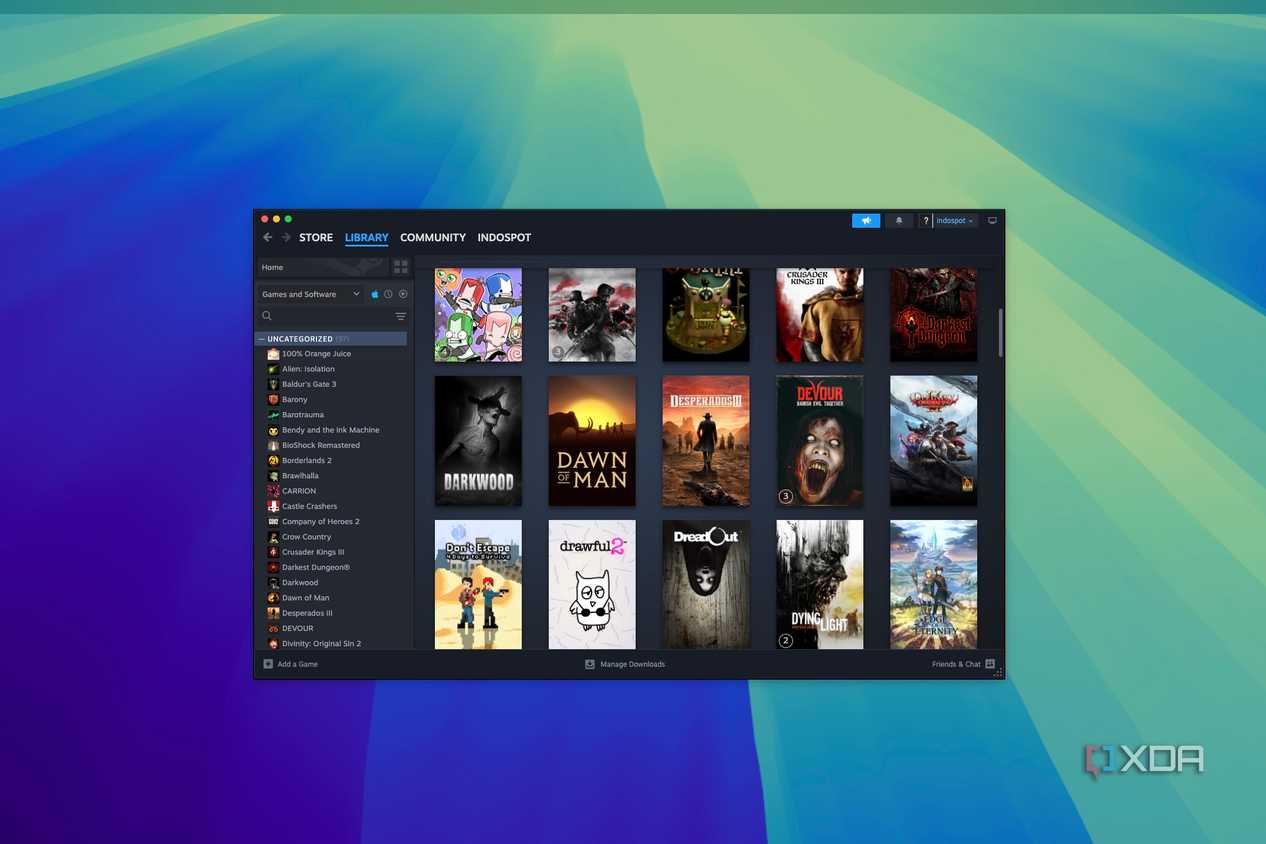 Screenshot of a Steam game library filtered for games with Mac support, showing 97 games available