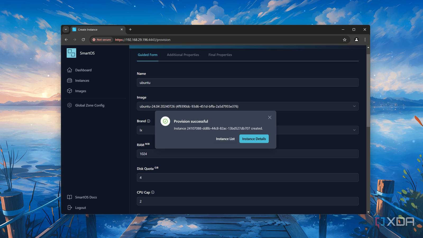 Provisioning a new container in SmartOS