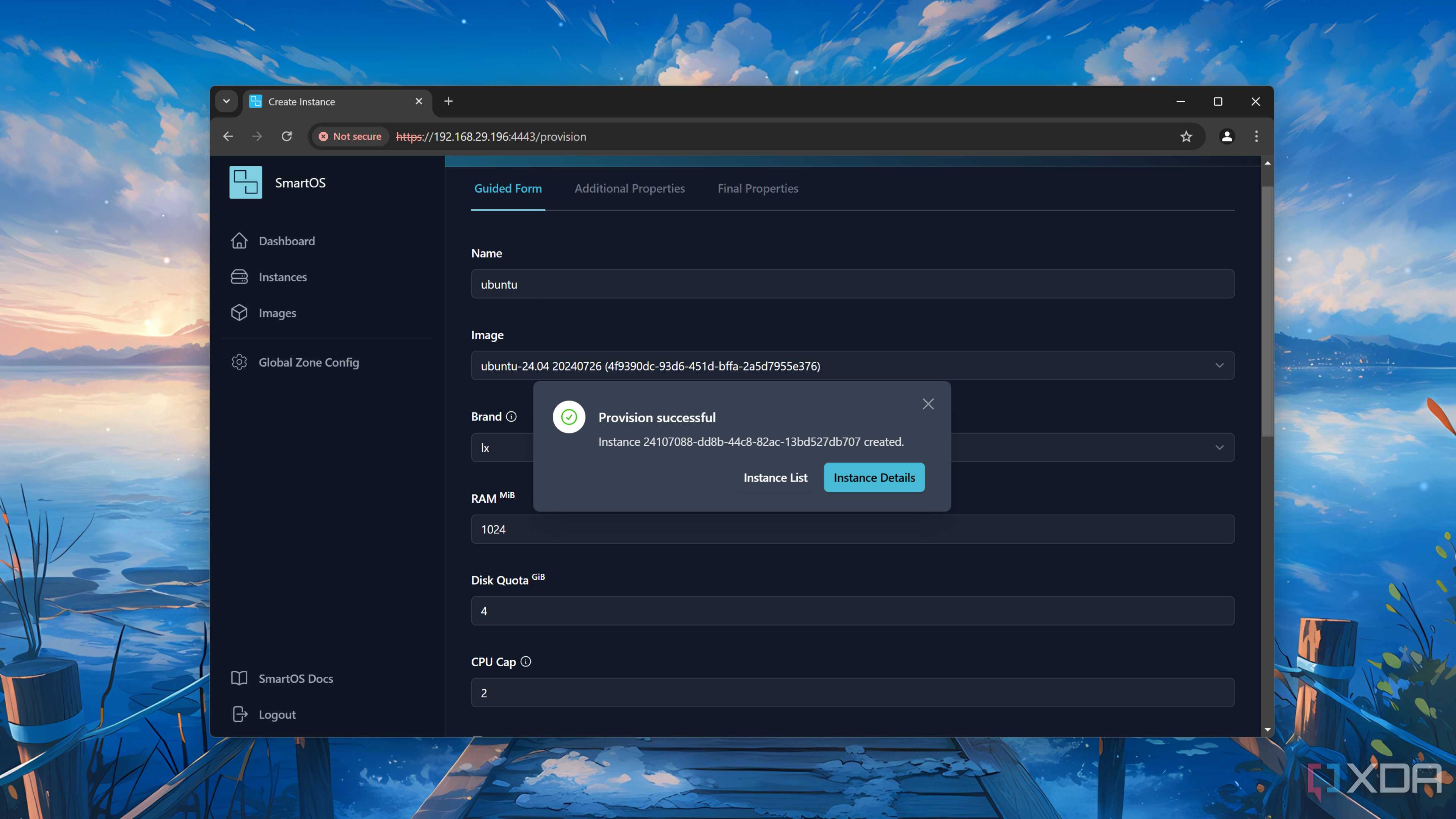 Provisioning a new container in SmartOS