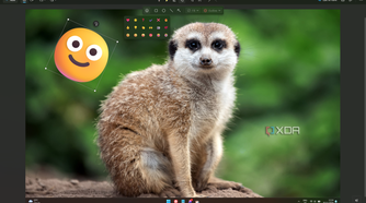 Screenshot of Snipping Tool showing an emoji added to an image and the emoji menu open
