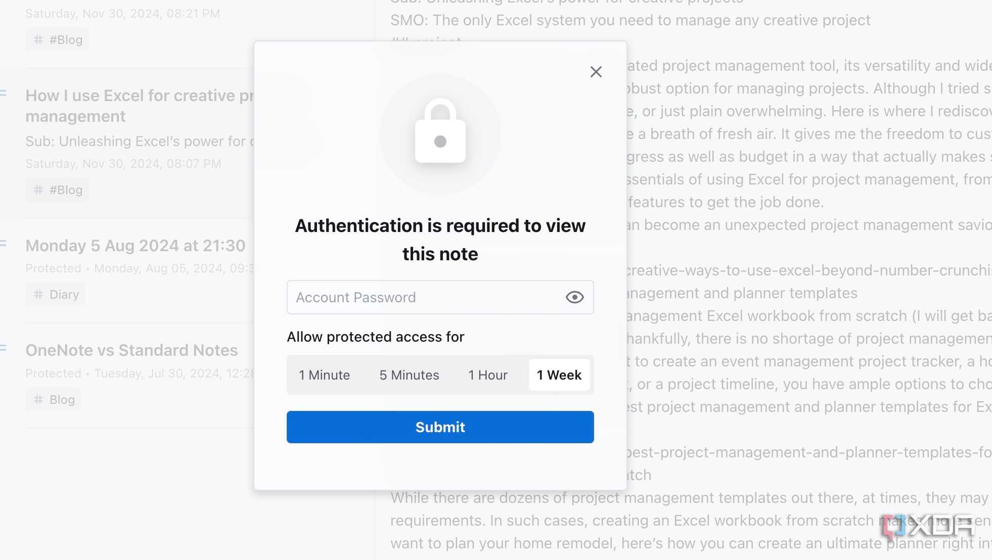 Standard Notes password protection