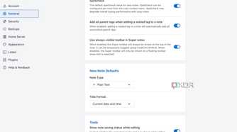 Standard Notes options