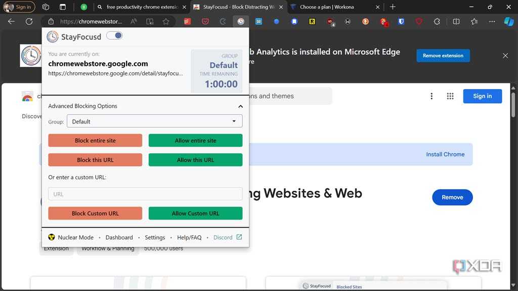 StayFocusd extension page