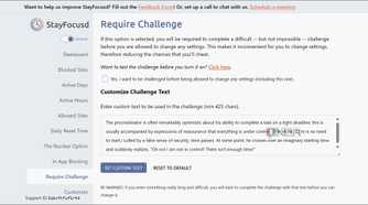StayFocusd Require Challenge option