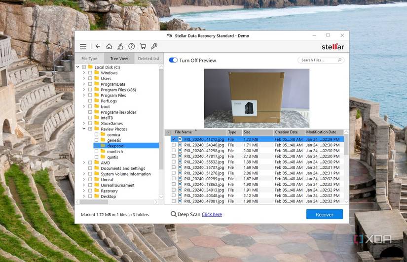 image of stellar data recovery file scan screen