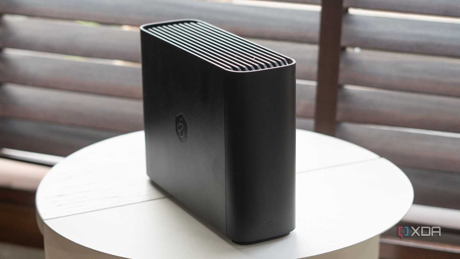 Photo showing front of Synology BeeStation network hard drive