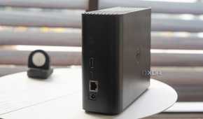 Picture of Synology BeeStation showing ports on a table