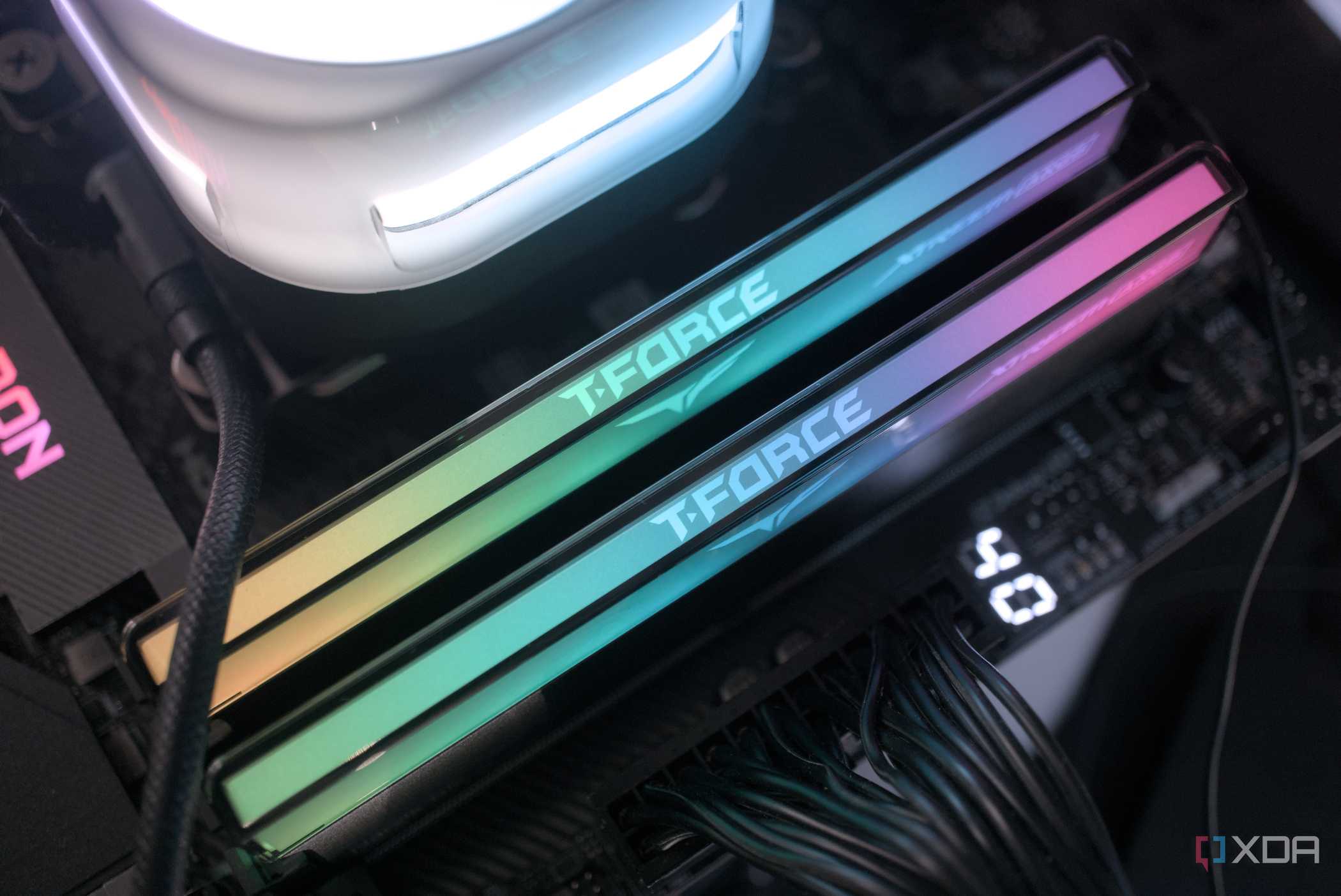 An image of RAM modules installed on a motherboard.