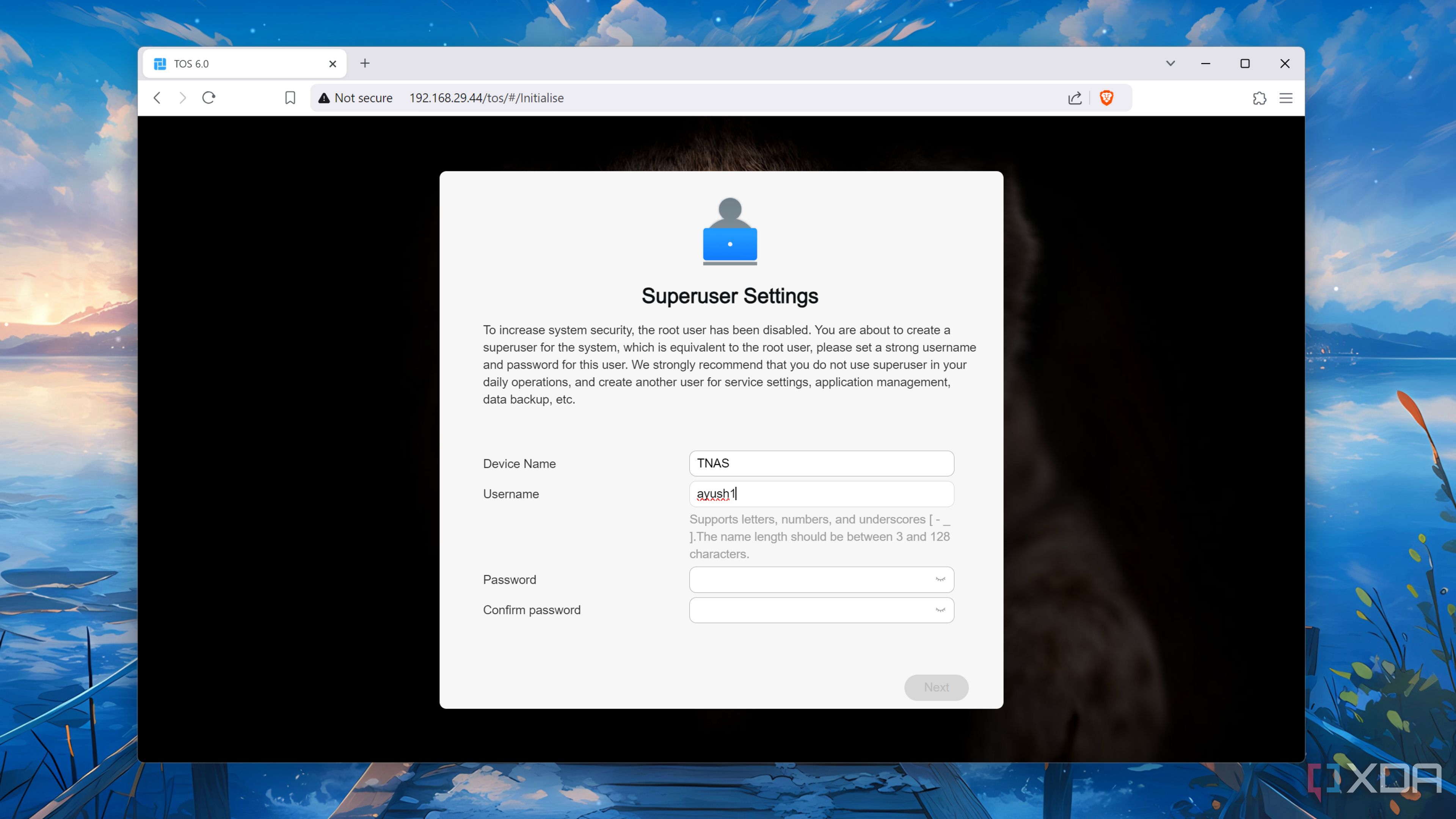 Creating a superuser in TOS 6