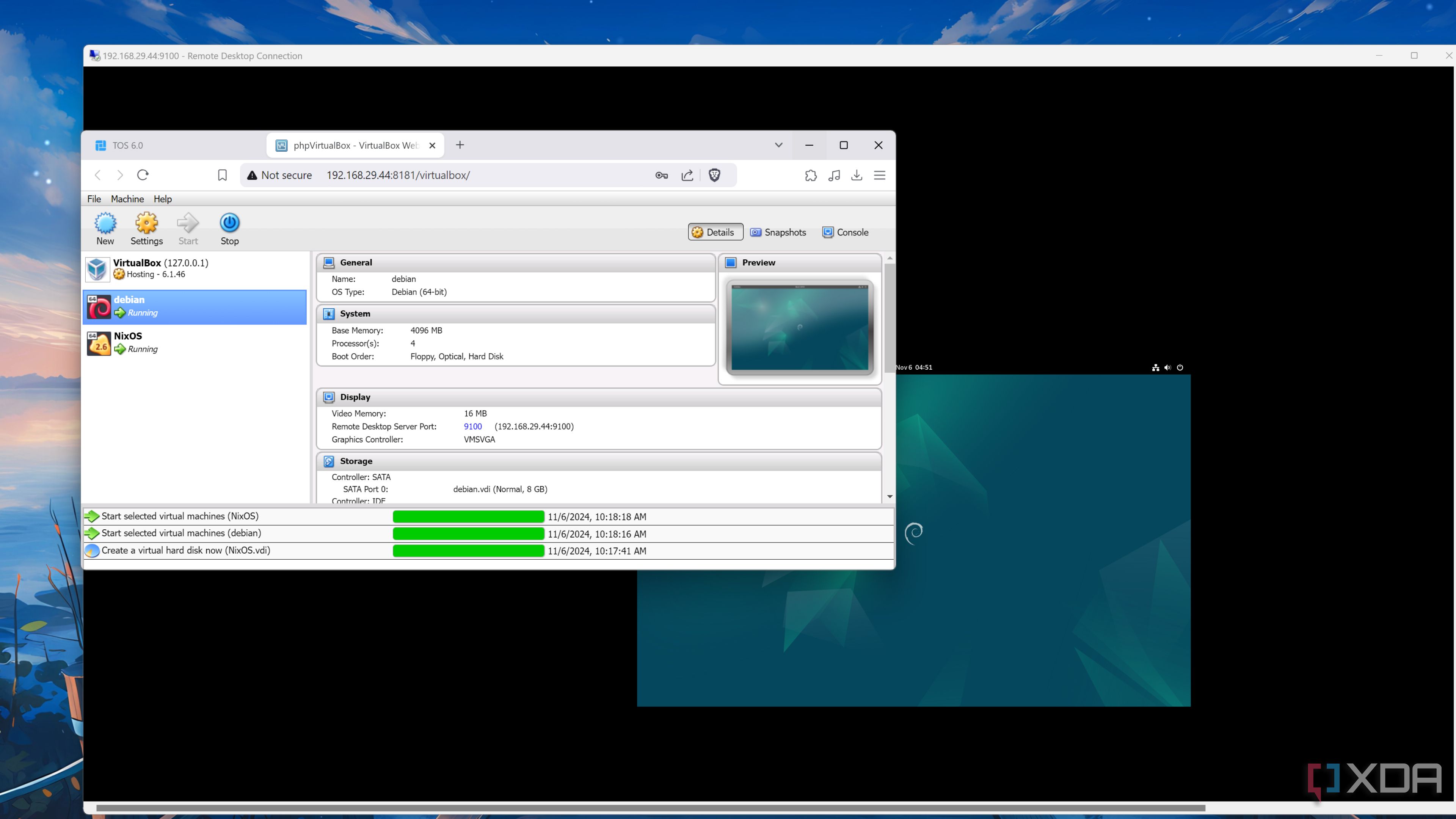 Accessing a Debian VM in TOS 6