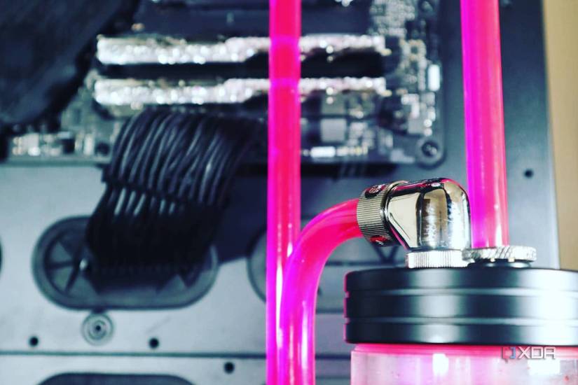 An image of a custom-loop water cooling system.