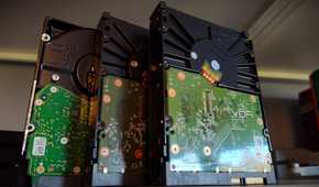 towering hard drives back