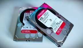 Two Western Digital 6TB hard drives stacked