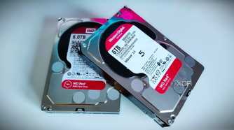 Two Western Digital 6TB hard drives stacked