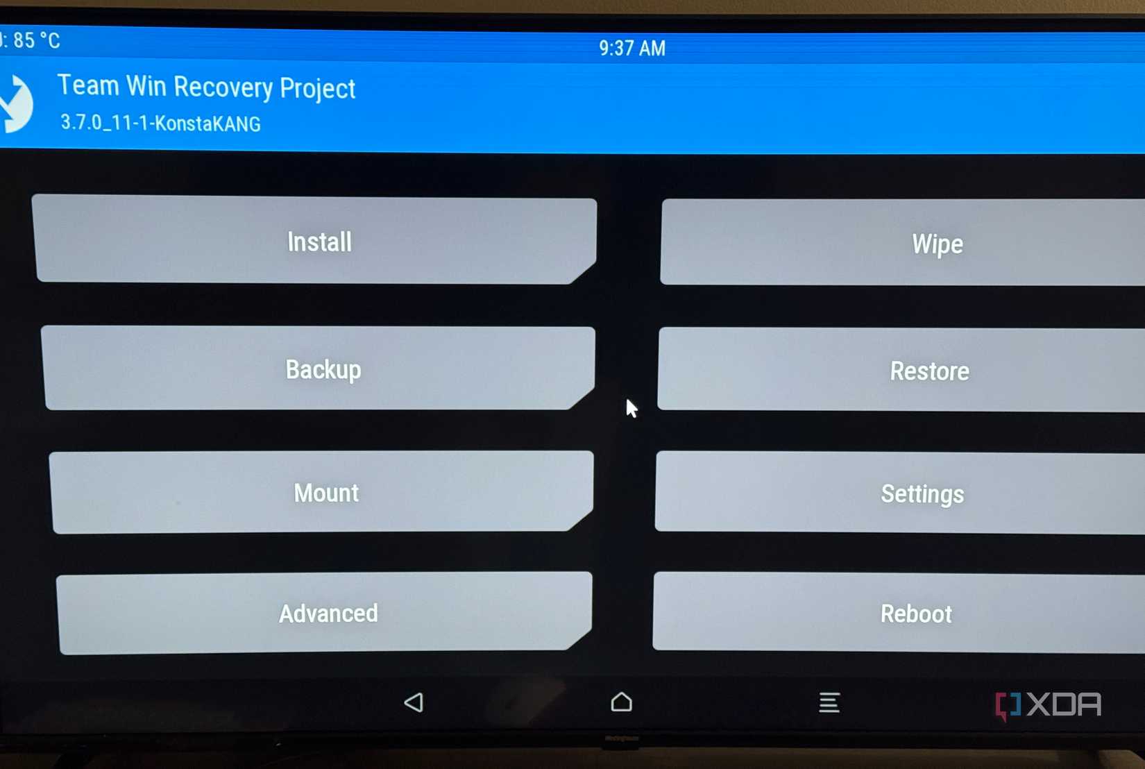TWRP Recovery Main Menu