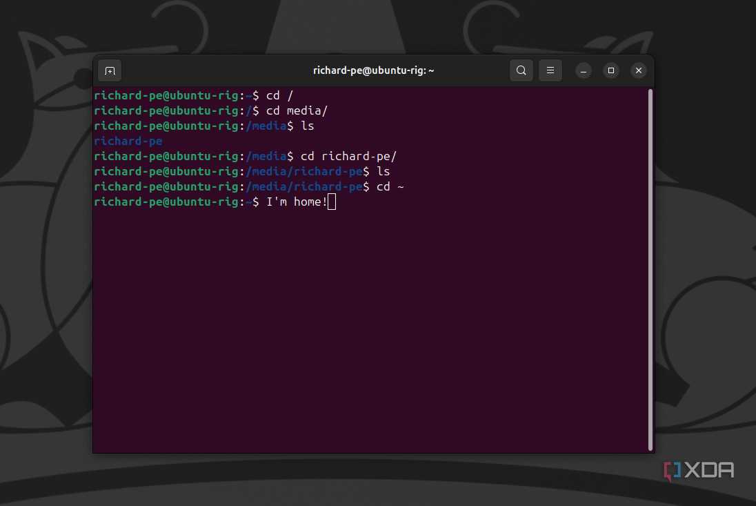 Returning home in Ubuntu's terminal