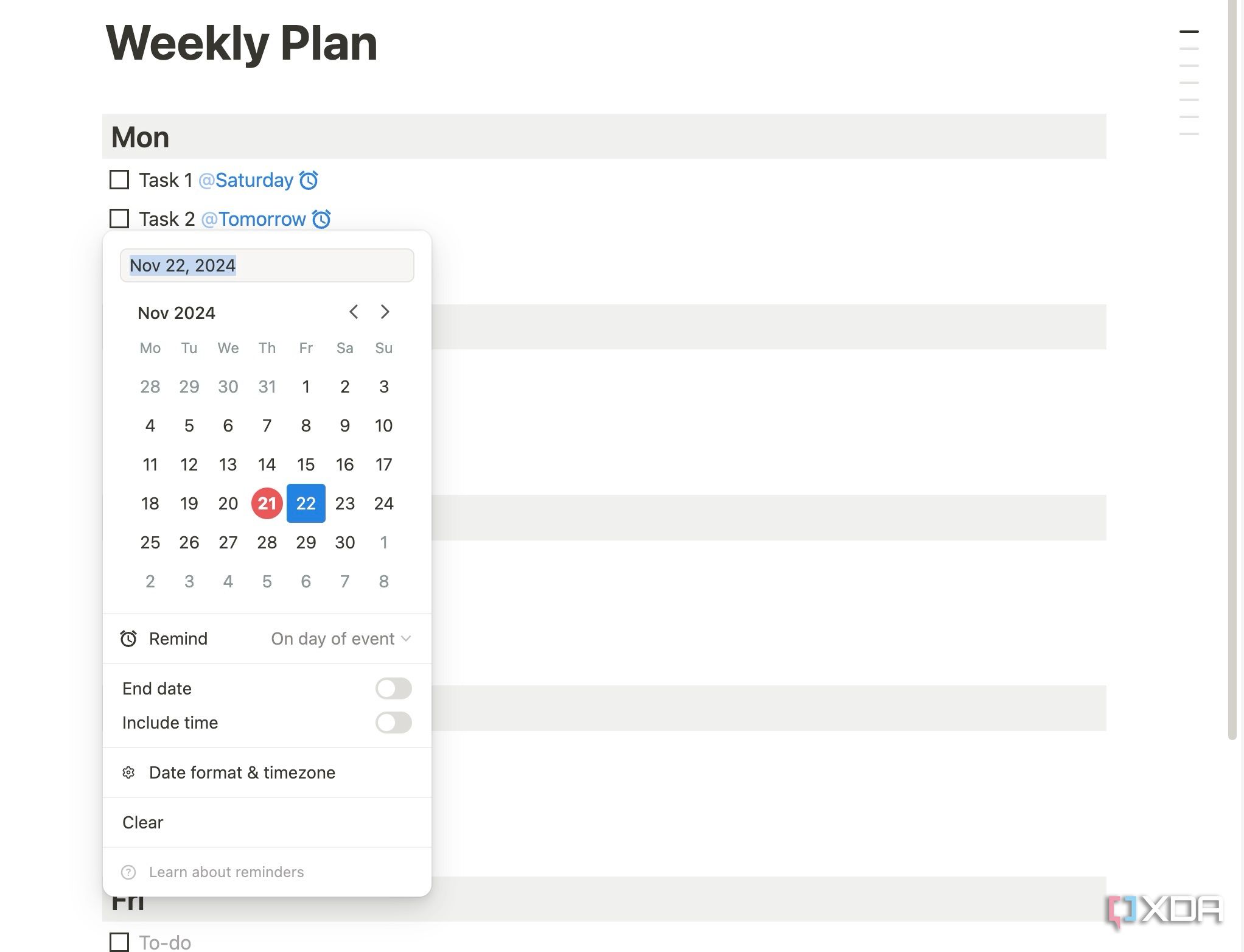 Notion reminders