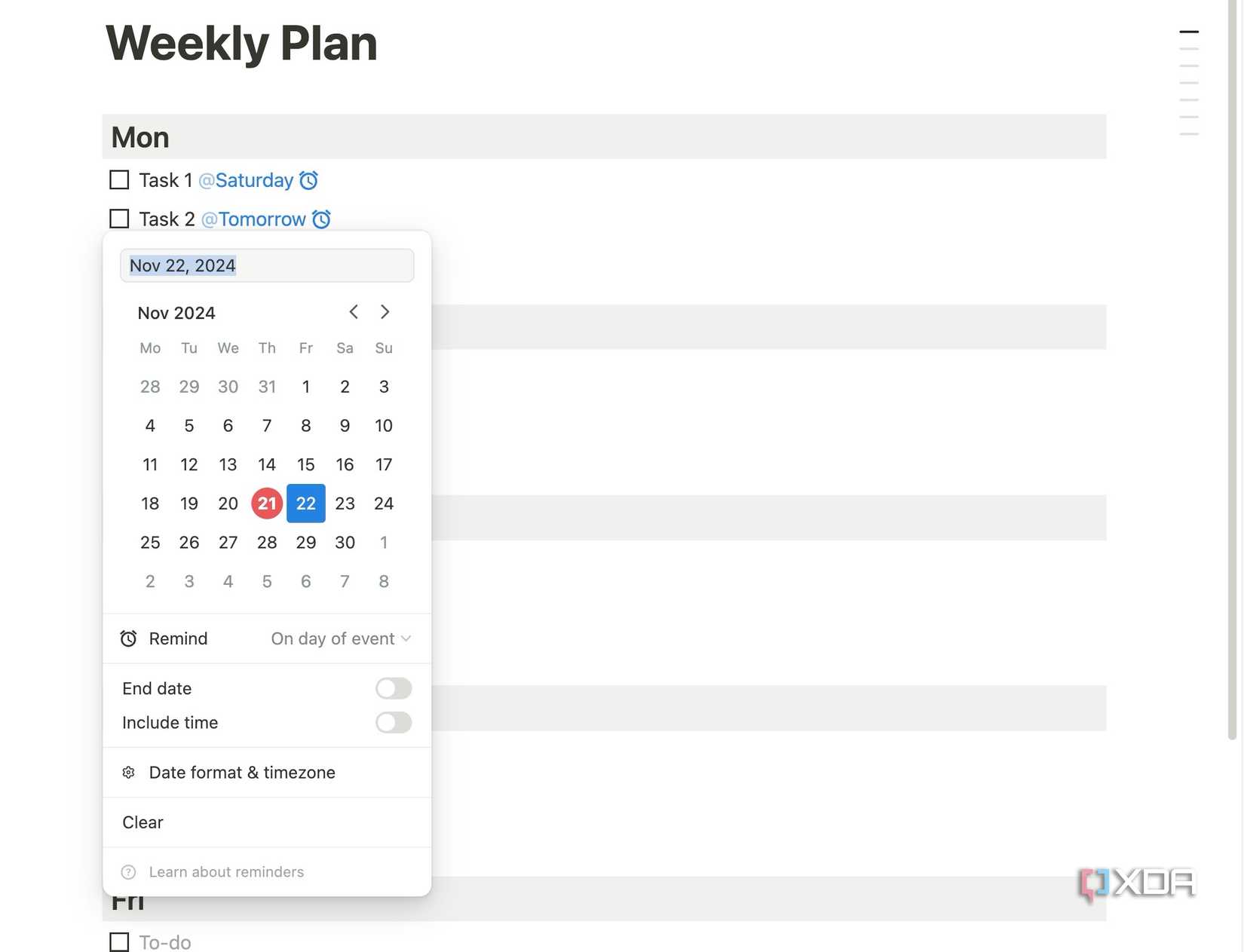 Notion reminders