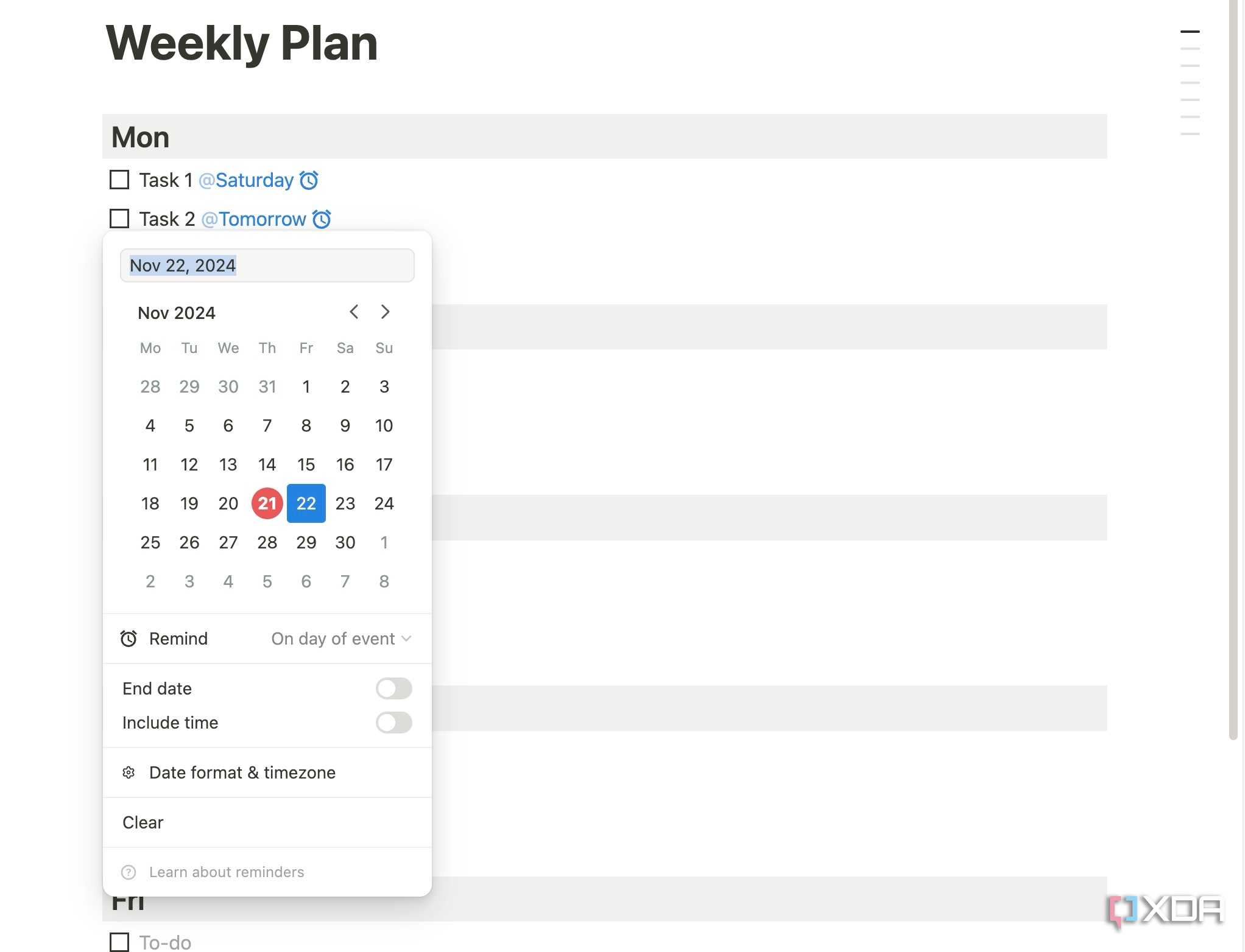 Notion reminders