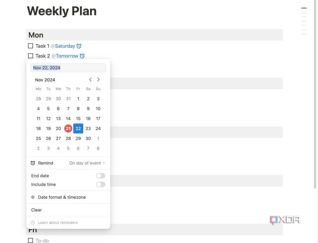 Notion reminders