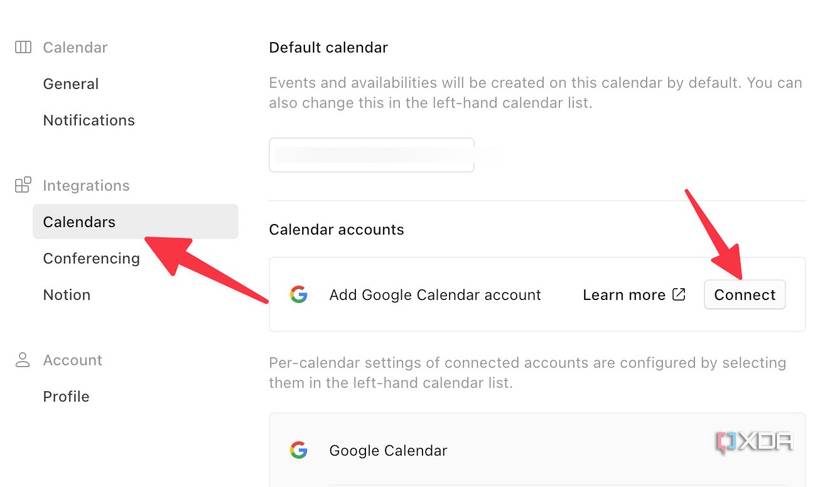Connect Google account to Notion Calendar