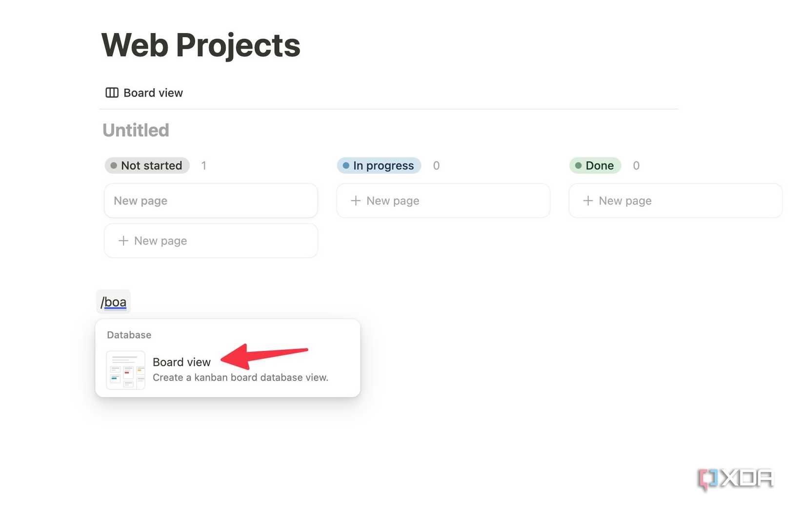 Add Kanban boards in Notion