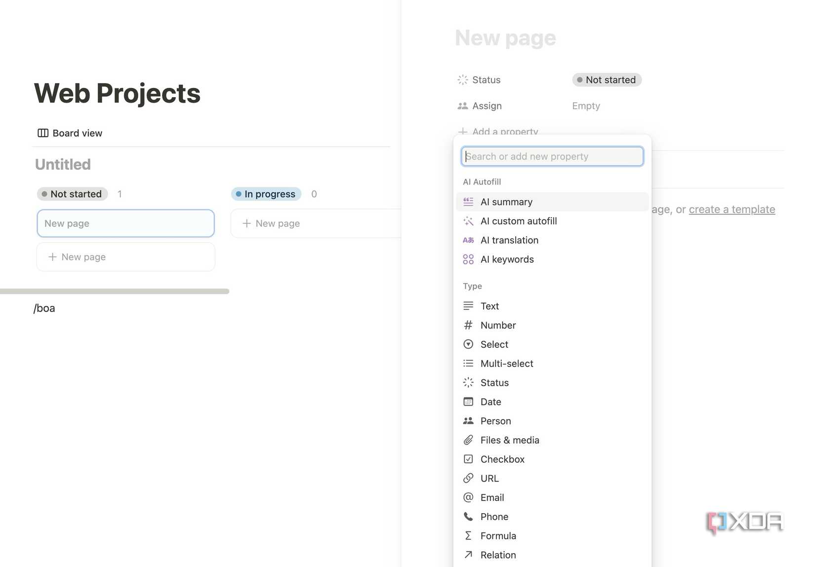 Add Kanban board details in Notion