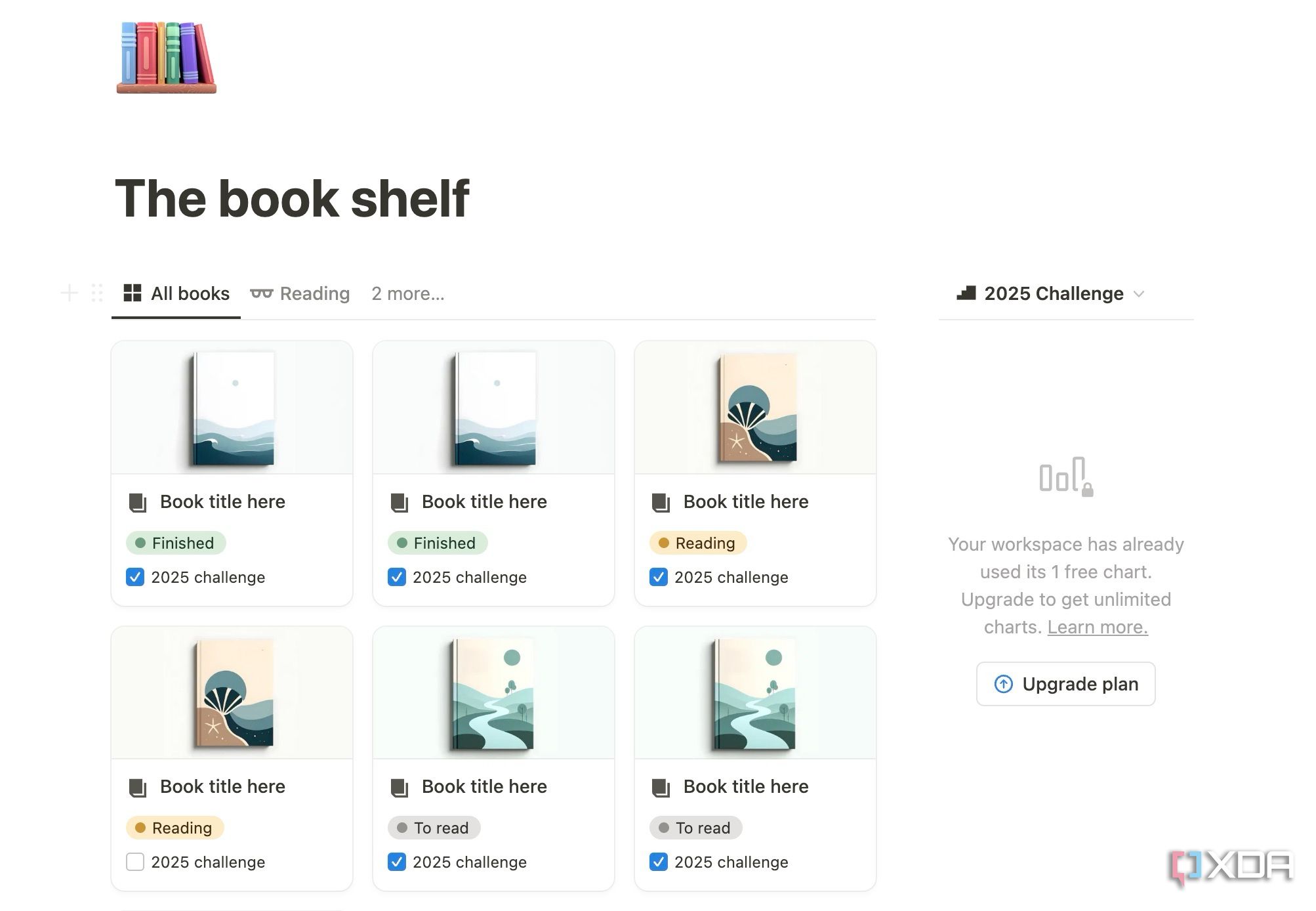 Book shelf in Notion