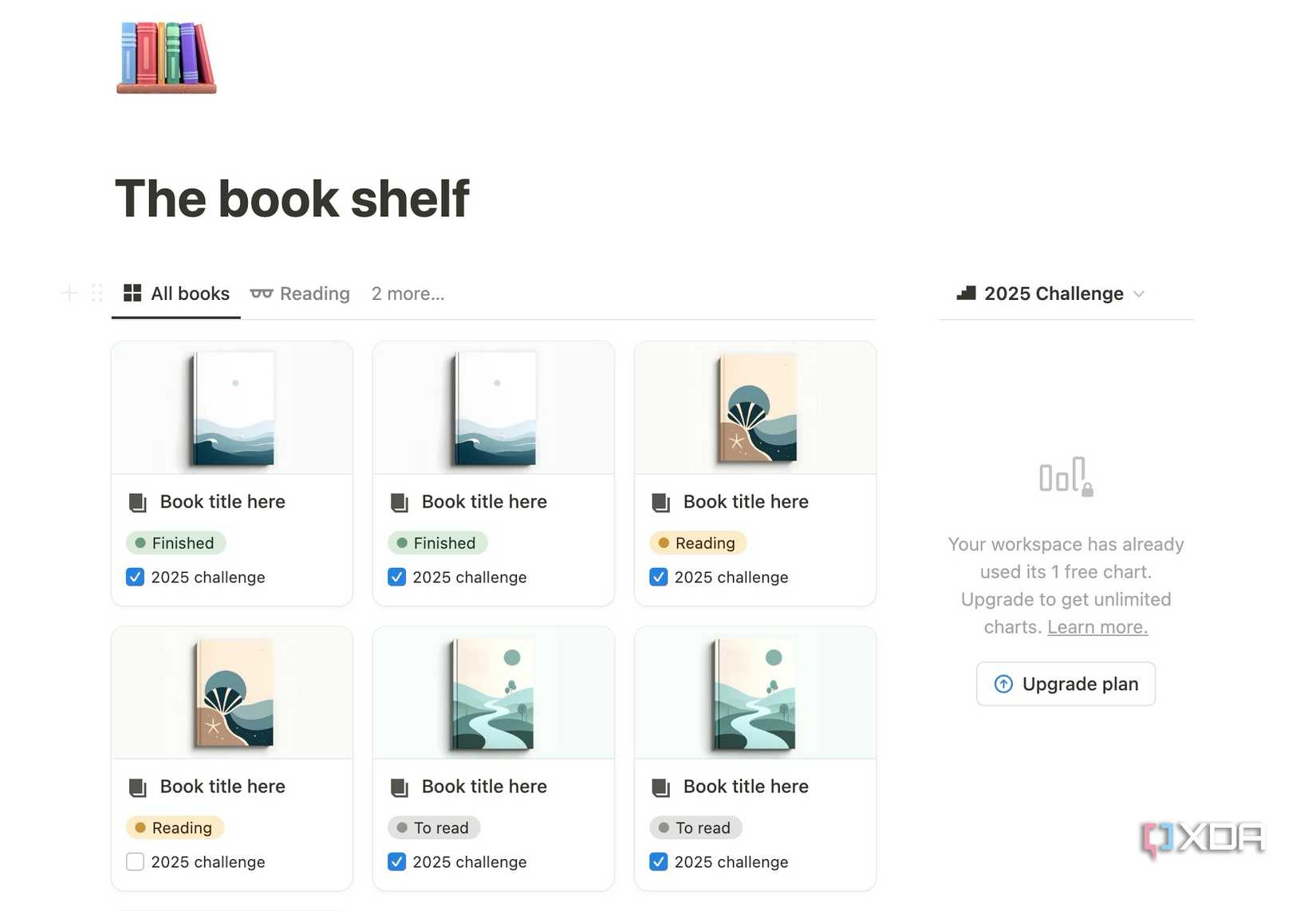 Book shelf in Notion