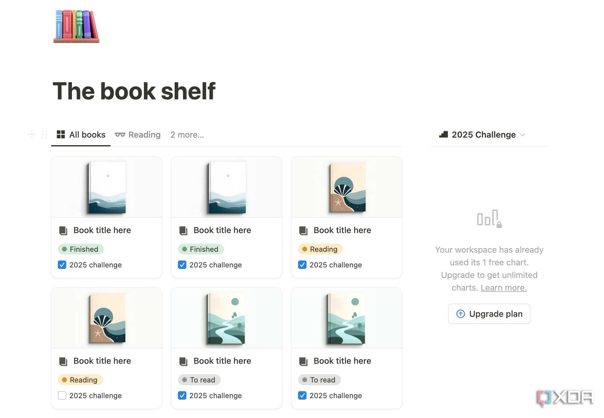 Book shelf in Notion