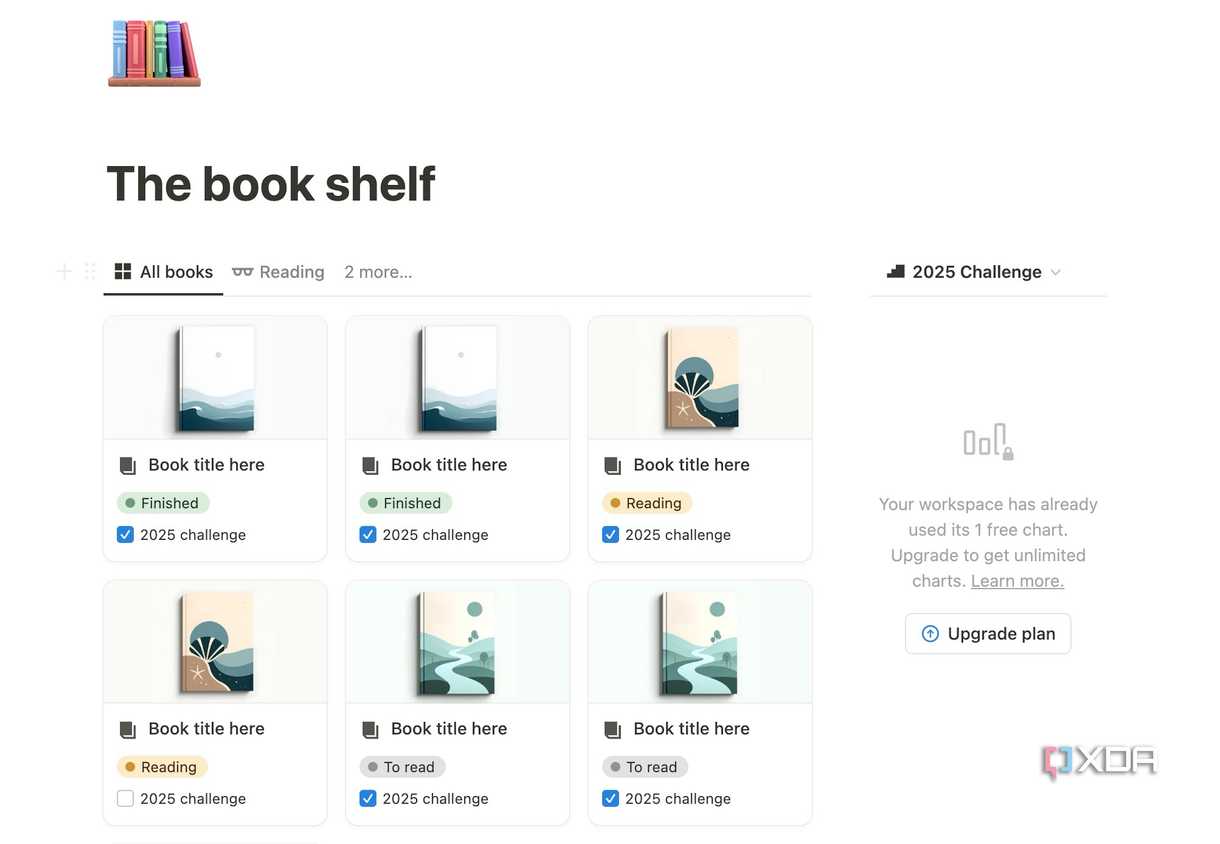 Book shelf in Notion