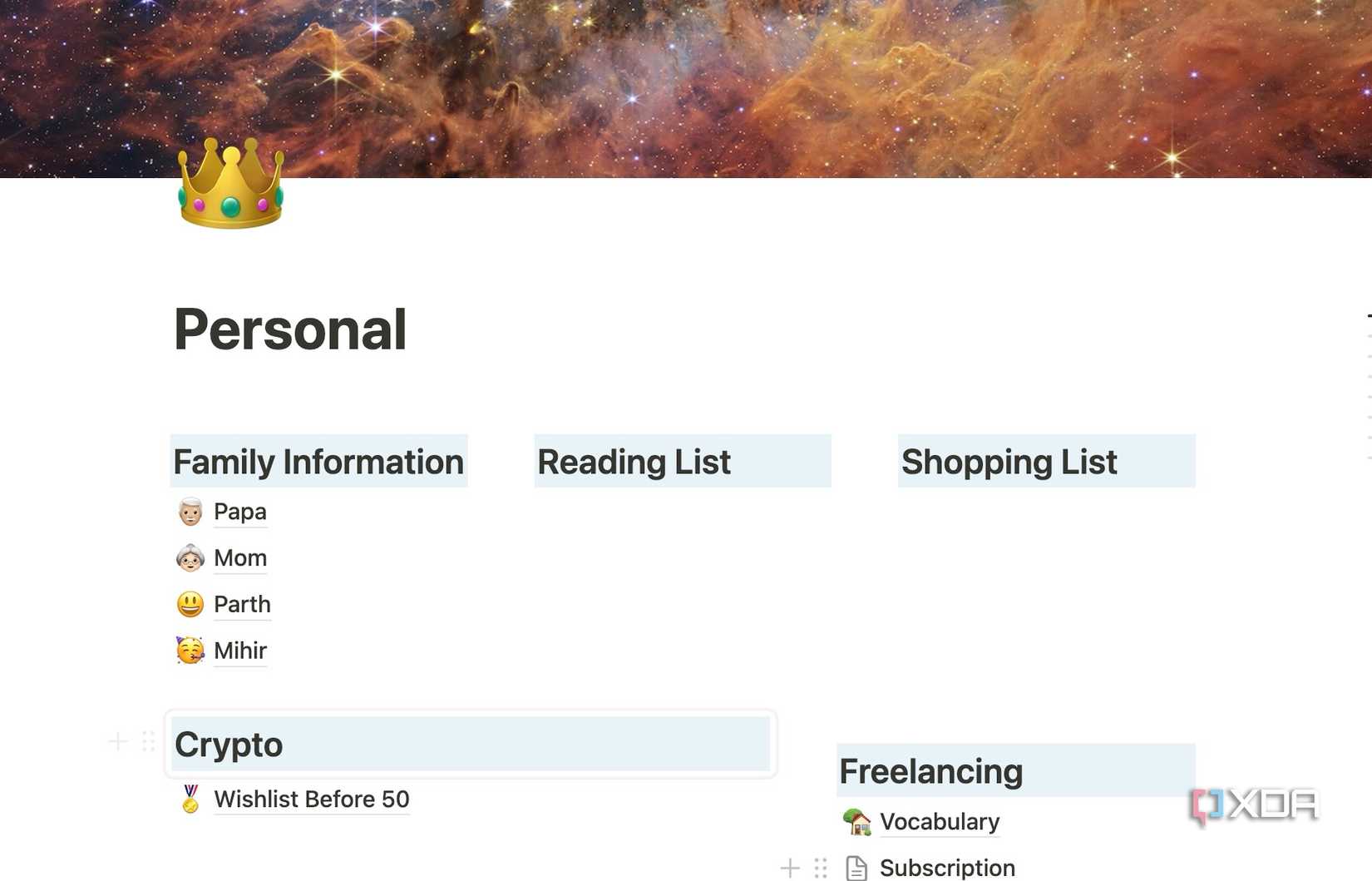 Notion central dashboard