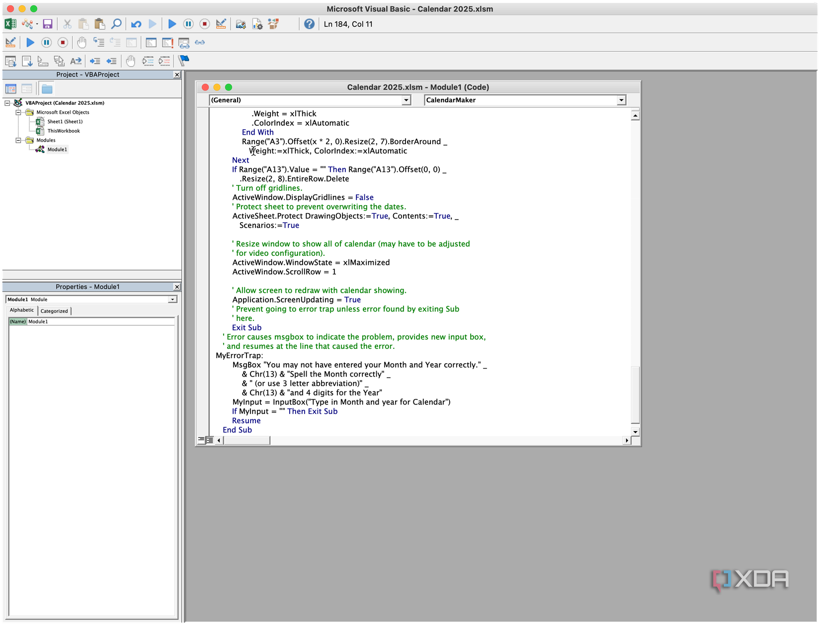 VBA macro creation
