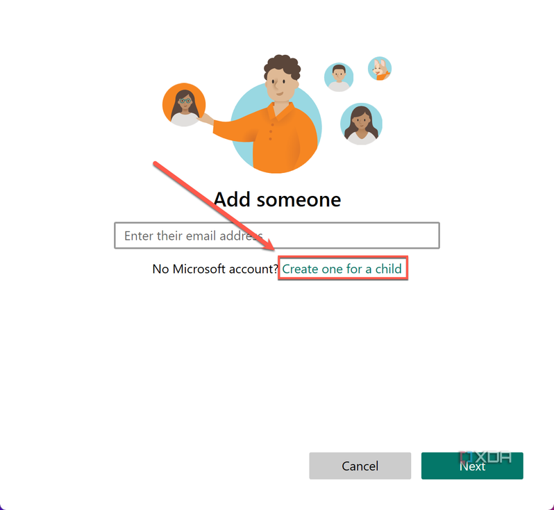 Creating Microsoft account for a child