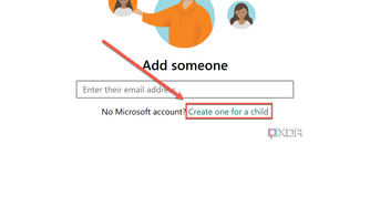 Creating Microsoft account for a child