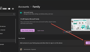 Adding a Windows account for a child