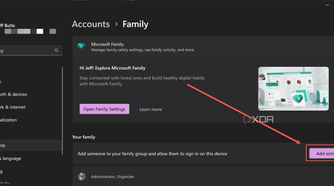 Adding a Windows account for a child