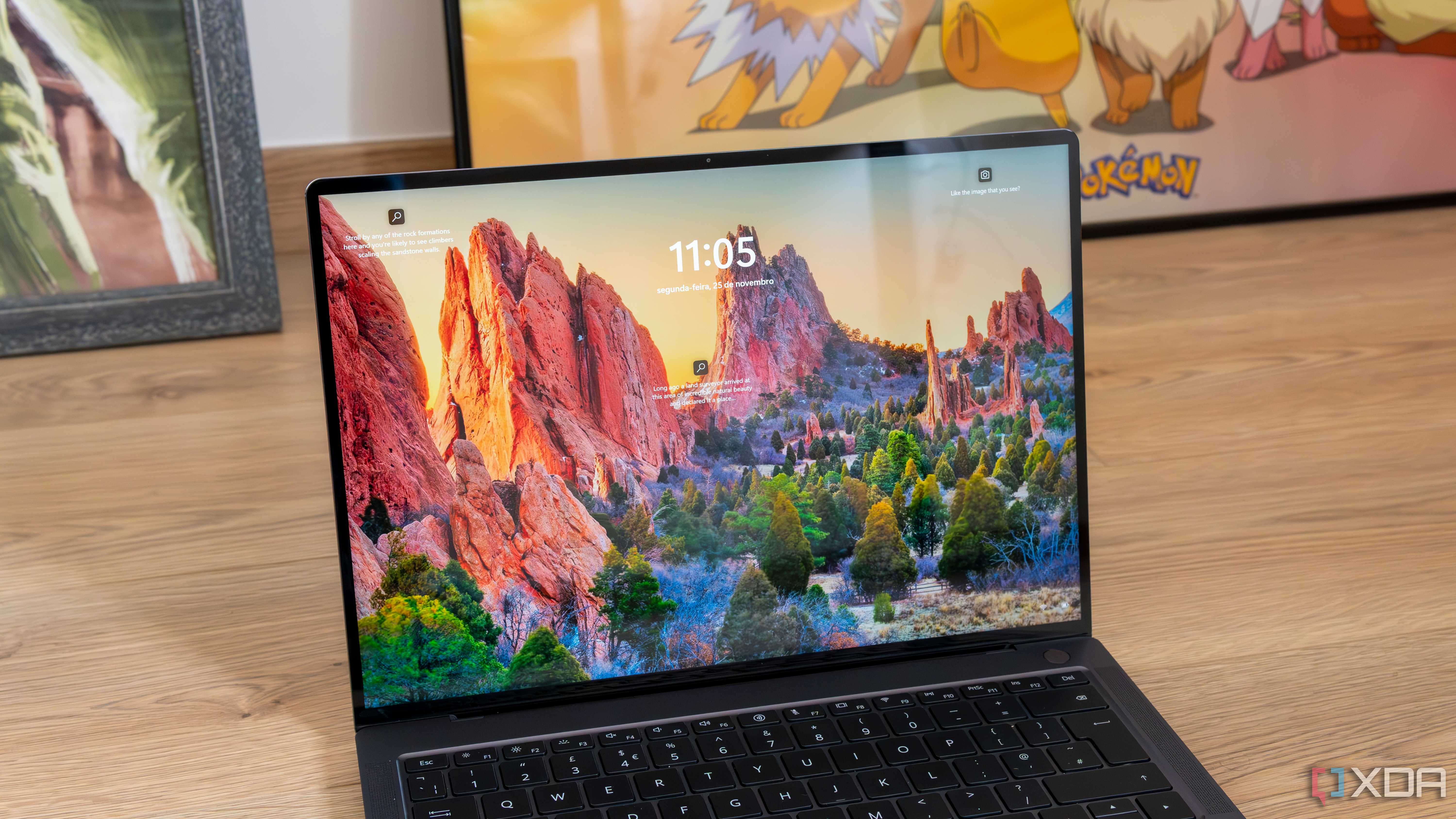 A laptop showing the Windows 11 lock screen