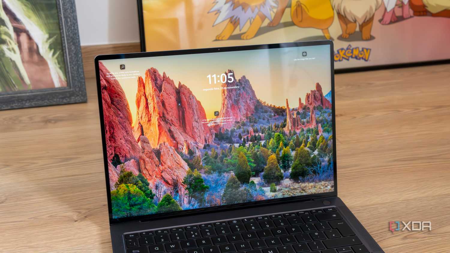 A laptop showing the Windows 11 lock screen