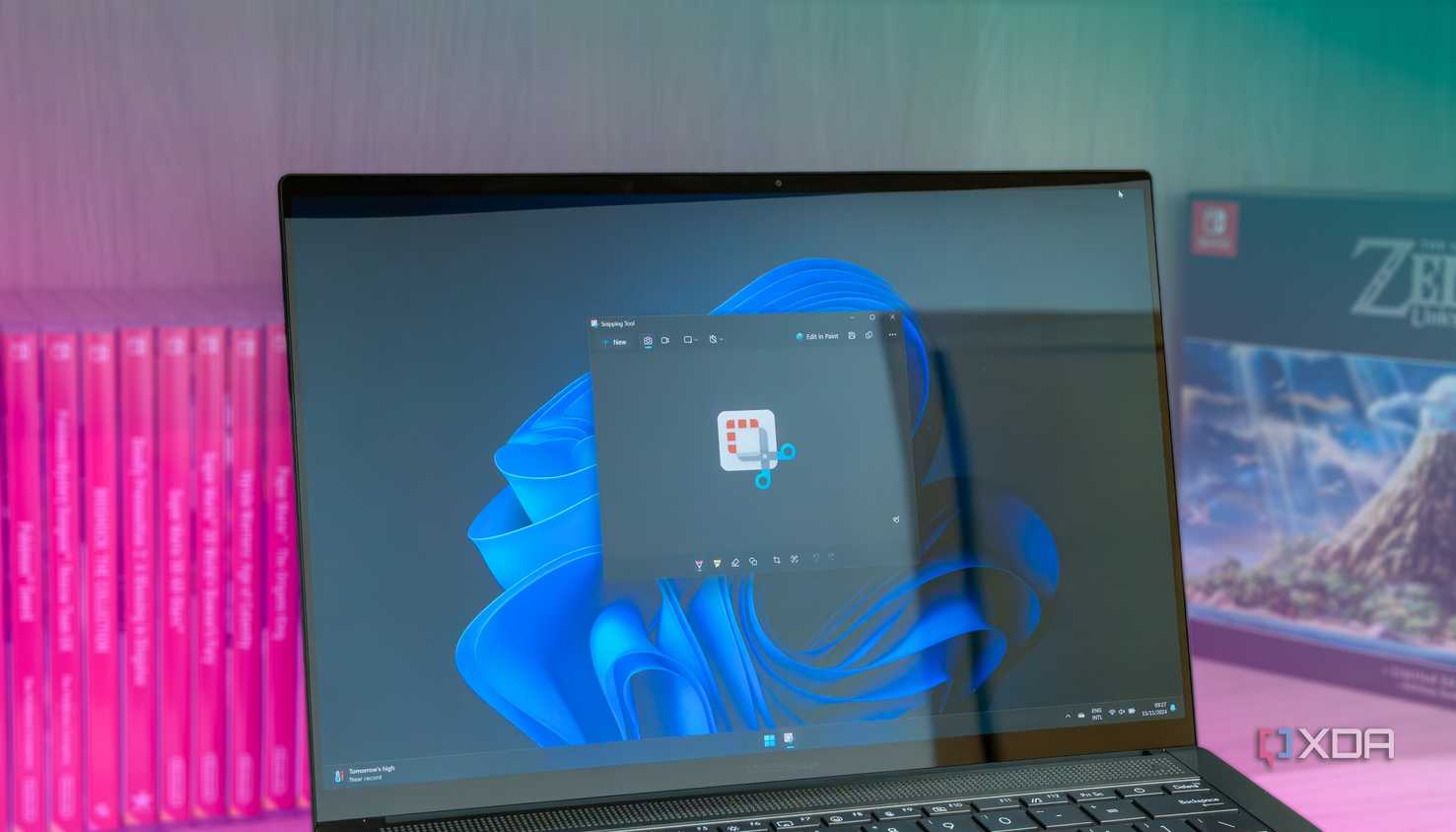 A Windows 11 laptop running Snipping Tool