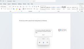Screenshot showing Voice typing feature on Windows