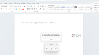 Screenshot showing Voice typing feature on Windows