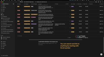 Notion search and link in text with the @ symbol showing the result