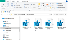 showing back up registry saves to directory in Windows