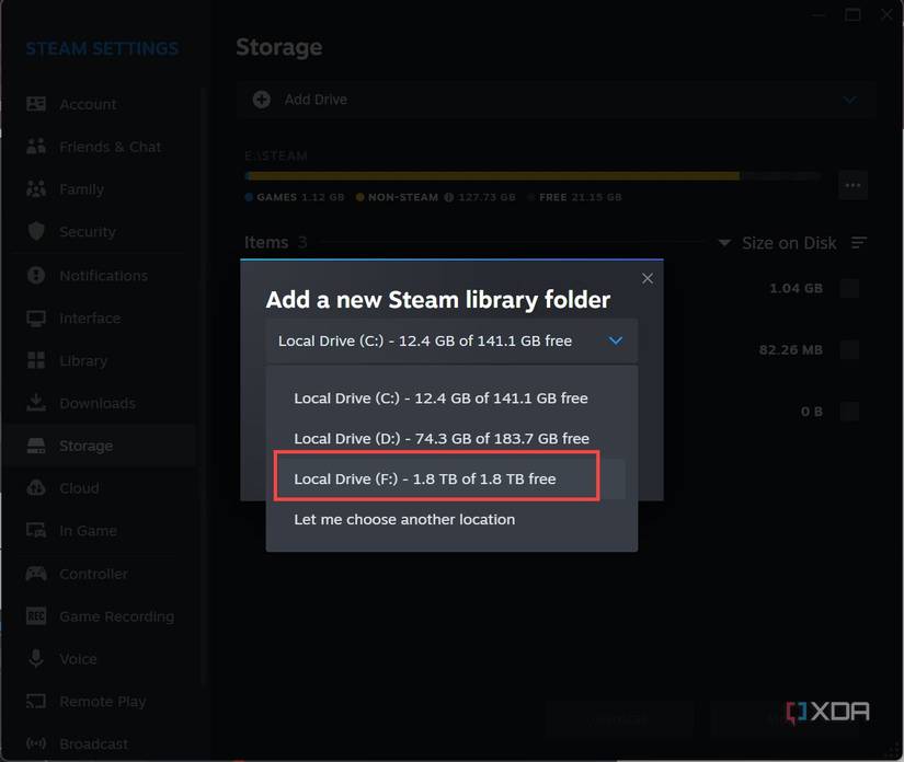 add your SSD to Steam