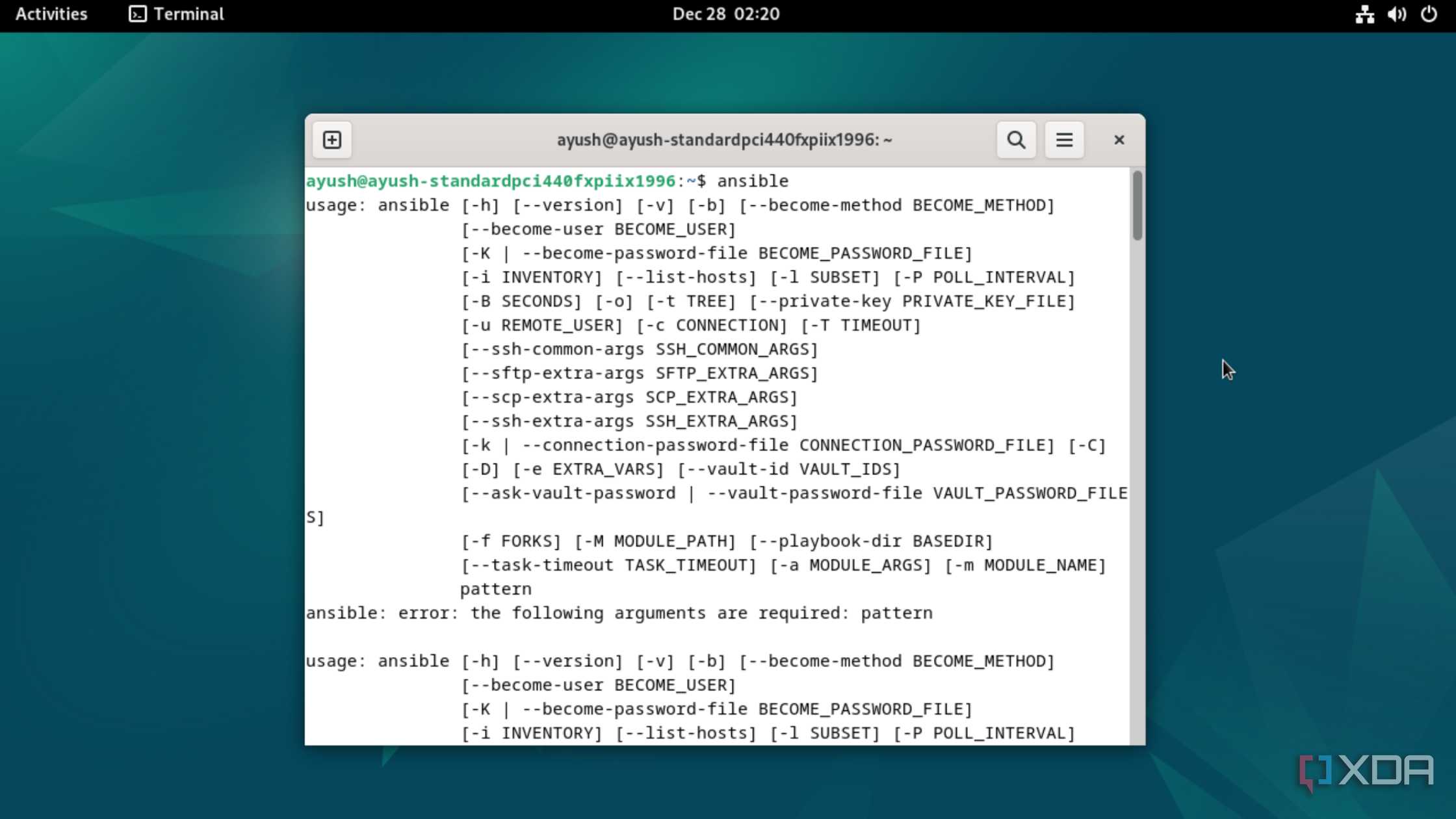 Running Ansible inside Debian