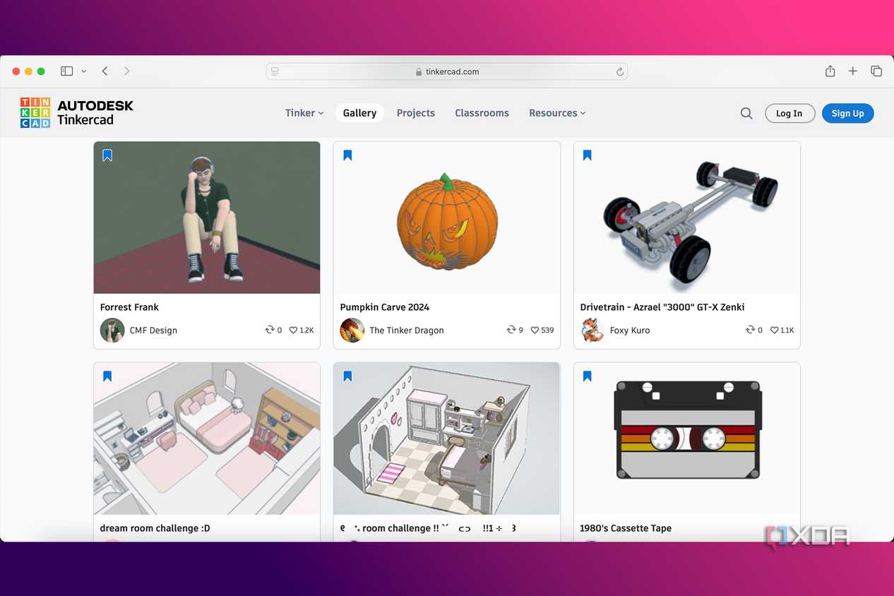 Autodesk Tinkercad's 3D project gallery