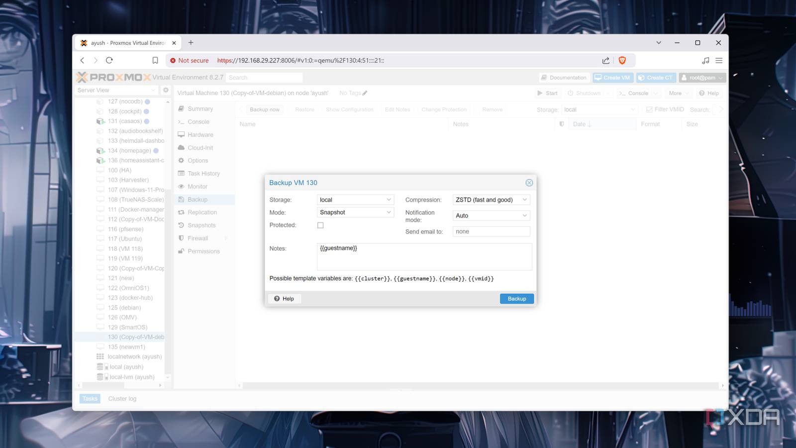 Backing up a Proxmox machine