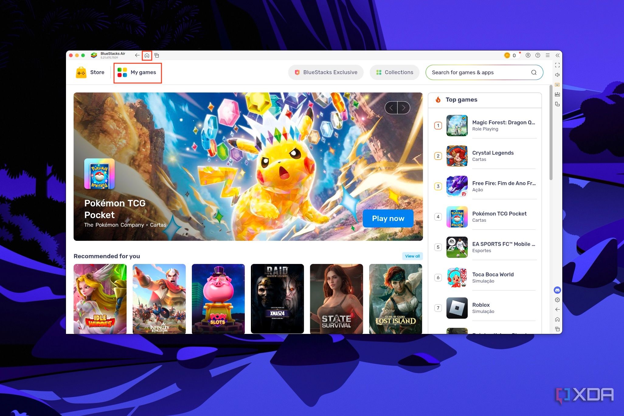 Screenshot of the Bluestacks Air app store