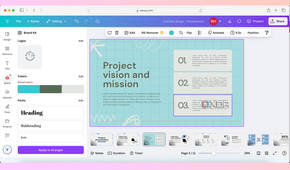 Canva brand kit presentation in brand colors